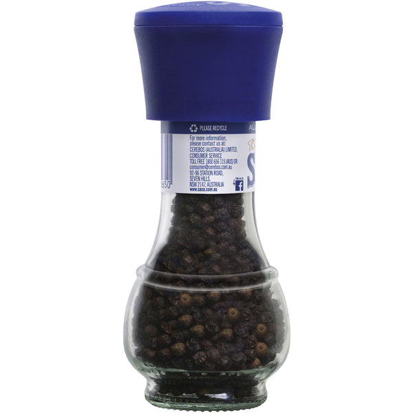 Saxa Gourmet Grinder Black Peppercorns 45gr