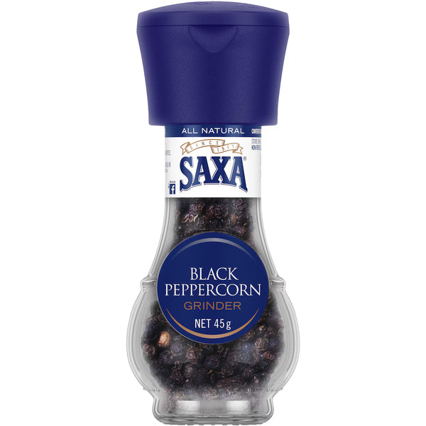 Saxa Gourmet Grinder Black Peppercorns 45gr