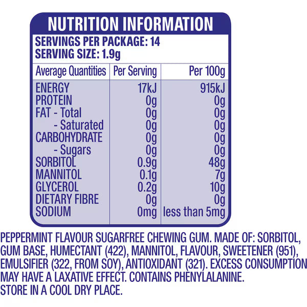 Extra Peppermint Tab Otc 27g