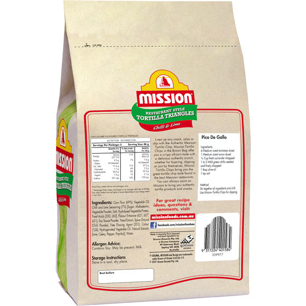 Mission Chilli & Lime Chips 230g