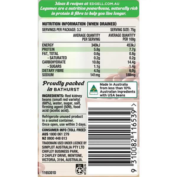 Edgell Red Kidney Beans 400g