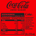 Coca-cola Zero Sugar Soft Drink Ib Cans 375 Ml