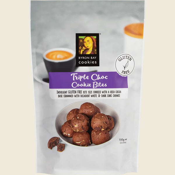 Byron Bay Cookies Gluten Free Cookie Bites Triple Choc Fudge 100g