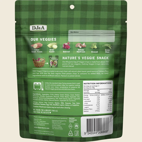 DJ & A Veggie Crisps Original 90g