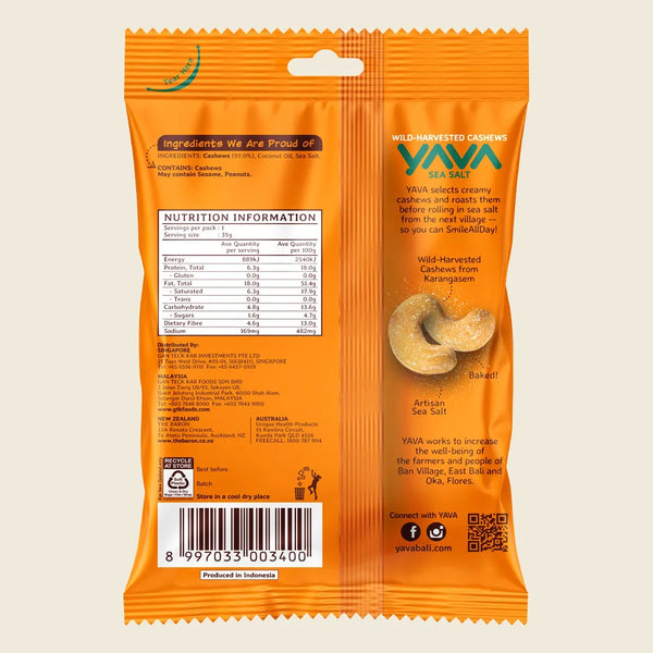 Yava Wild-Harvested Cashews Sea Salt 35g